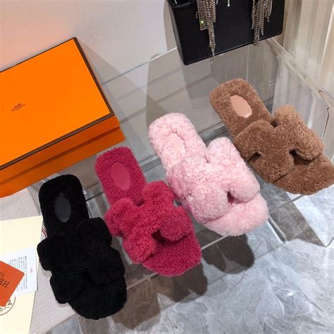 hermes fluffy slippers|hermes women sandals.